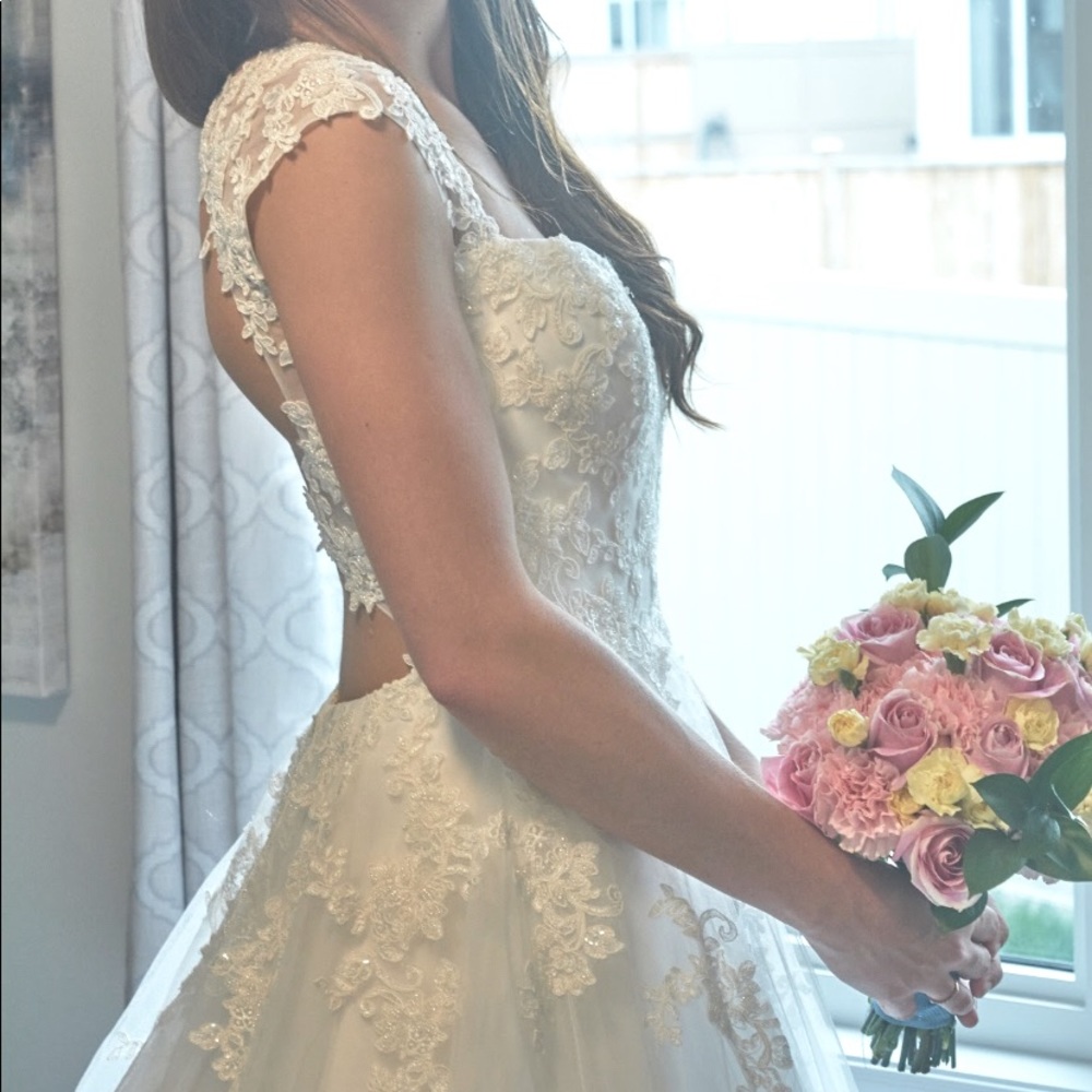 Beaded lace wedding gown